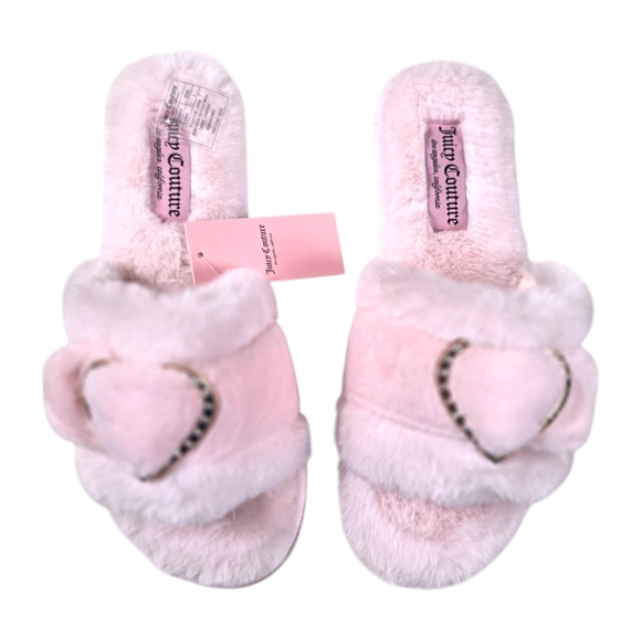 NWT JUICY COUTURE FAUX FUR SLIDES SLIPPERS - Picture 1 of 8